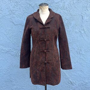 Vintage Brocade jacket Size medium Long line Y2k Asian details